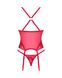 Прозорий корсет з підв’язками для панчіх + стрінги Obsessive Lacelove corset Red, розмір XS/S картинка 4