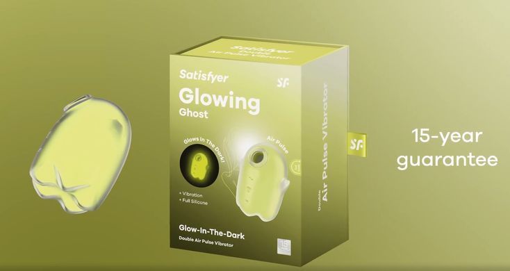 Вакуумний стимулятор із вібрацією, що світься у темряві Satisfyer Glowing Ghost Yellow зображення