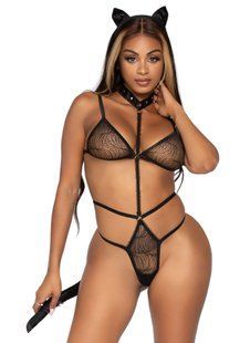Еротичний костюм кішки Leg Avenue Roleplay Sex Kitten Black O/S зображення