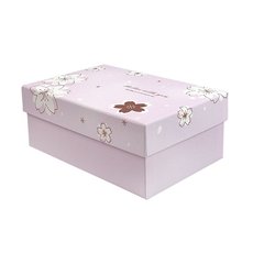 Подарочная коробка с цветами розовая,  размер L (28,5 x 21,5 x 11 cм) картинка
