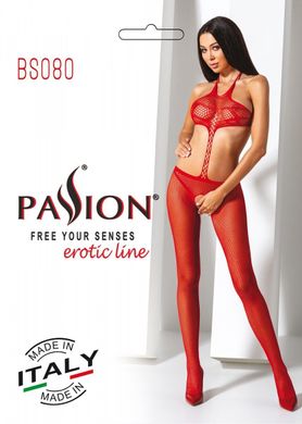 Бодістокінг з імітацією колгот Passion BS080, червоний зображення