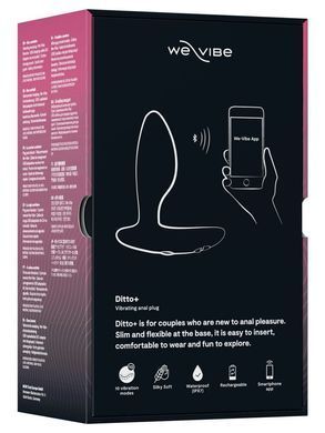 Анальная смарт-вибропробка с пультом ДУ We-Vibe Ditto+ Satin Black (диаметр 3,2 см) картинка