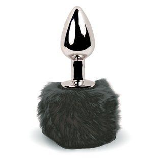 Анальная пробка с хвостиком зайчика FeelzToys Bunny Tails Butt Plug Black (диаметр 2,5 см) картинка