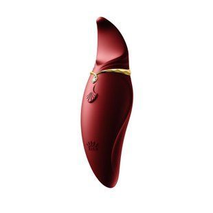 Вібратор 2в1 з язичком та кристалом Swarovski Zalo Hero Wine Red (діаметр 4,3 см) зображення