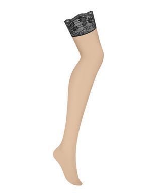 Чулки с кружевом Obsessive Nutris stockings, размер XS/S картинка