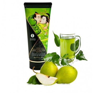 Крем масажний їстівний Shunga KISSABLE MASSAGE CREAM Pear & Exotic Green Tea Груша и зелений чай (200 мл) зображення