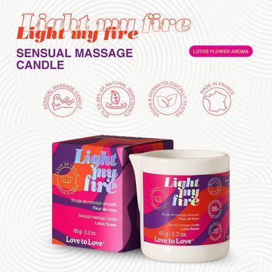 Масажна свічка Love To Love LIGHT MY FIRE Lotus, лотос (65 мл) зображення