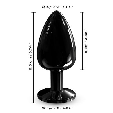 Металева анальна пробка із чорним кристалом Dorcel Diamond Plug BLACK, розмір L (діаметр 4,1 см) зображення