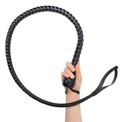 Шкіряний плетений батіг з рукояттю Art of Sex Whip (120 см), чорний зображення