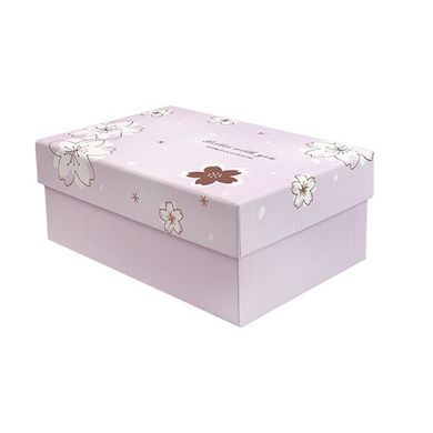 Подарункова коробка з квітами рожева, розмір L (28,5 x 21,5 x 11 см) зображення