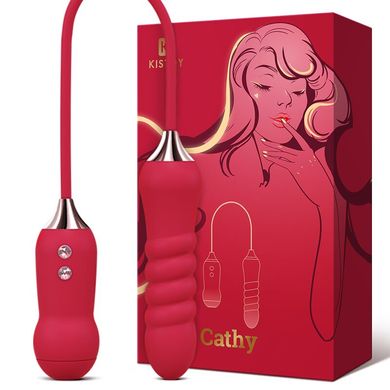 Пульсатор с вакуумным стимулятором на гибкой сцепке Kistoy Cathy Red (диаметр 3,3 см) картинка