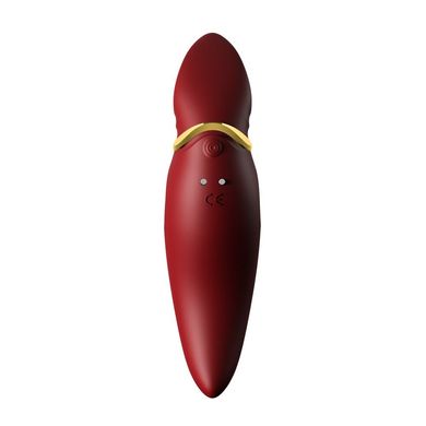 Вибратор 2в1 с язычком и кристаллом Swarovski Zalo Hero Wine Red (диаметр 4,3 см) картинка