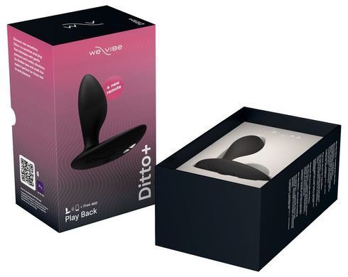 Анальная смарт-вибропробка с пультом ДУ We-Vibe Ditto+ Satin Black (диаметр 3,2 см) картинка