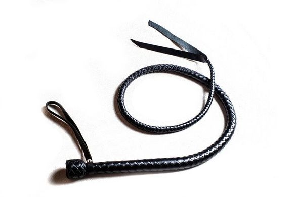 Шкіряний плетений батіг з рукояттю Art of Sex Whip (120 см), чорний зображення