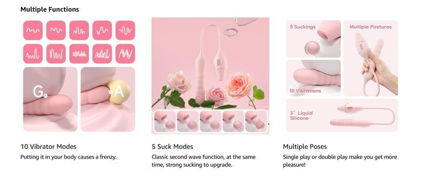 Смарт пульсатор з вакуумним стимулятором KISSTOY Cathy III Pink (діаметр 2,5 см) зображення