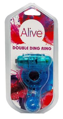 Ерекційне віброкільце Alive Double Ding Ring Blue зображення