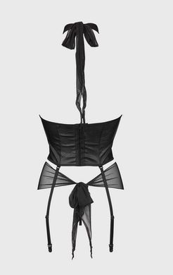 Корсет з зав'язкою на шиї + трусики Passion KESMINA CORSET black, розмір L/XL зображення