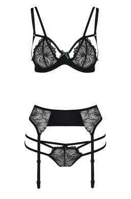 Комплект сексуальної білизни Passion Exclusive FLORIS SET black L/XL зображення
