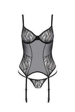 Спокусливий корсет + трусики Passion ECO LEAFA CORSET black, розмір L/XL зображення