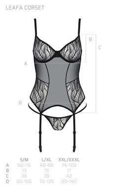 Спокусливий корсет + трусики Passion ECO LEAFA CORSET black, розмір L/XL зображення