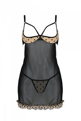 Сорочка з відкритими грудьми + стрінги Passion MARINA CHEMISE beige, розмір S/M зображення