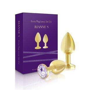 Набор металлических анальных пробок с кристаллом RIANNE S Booty Plug Luxury Set (диаметр 3 и 3,5 см) картинка