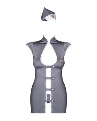Эротический костюм стюардессы Obsessive Stewardess 3 pcs costume grey, размер S/M картинка