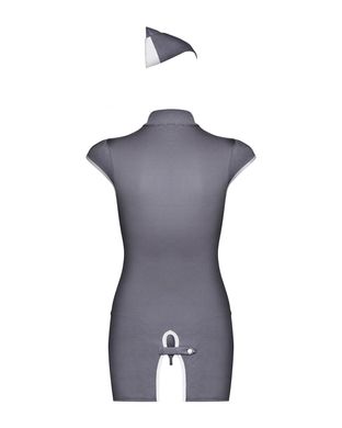 Еротичний костюм стюардеси Obsessive Stewardess 3 pcs costume grey, розмір S/M зображення