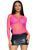 Футболка-сетка с рукавами Leg Avenue Long Sleeves T-Shirts Neon Pink One Size картинка
