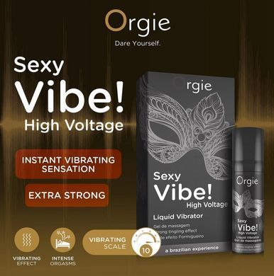 Рідкий вібратор високоінтенсивний Orgie Sexy Vibe! High Voltage, вібрація 10/10 (15 мл) зображення