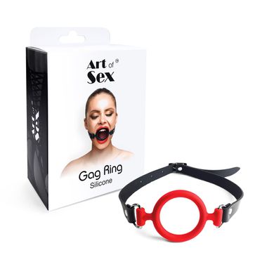 Силиконовый кляп - кольцо с кожаным ремешком Art of Sex Gag ring Silicon, красный (внутр. диаметр кольца 4 см) картинка