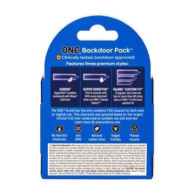 Презервативи для анального сексу ONE Backdoor (3 шт, картонна коробка) зображення