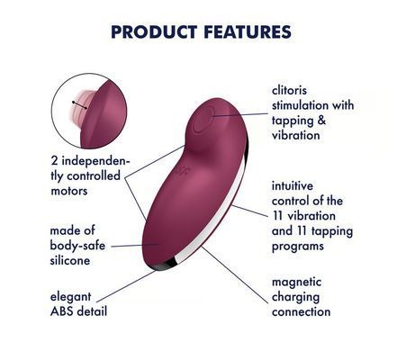 Вибростимулятор-пульсатор с эффектом постукивания пальцем Satisfyer Tap & Climax 2 Red картинка