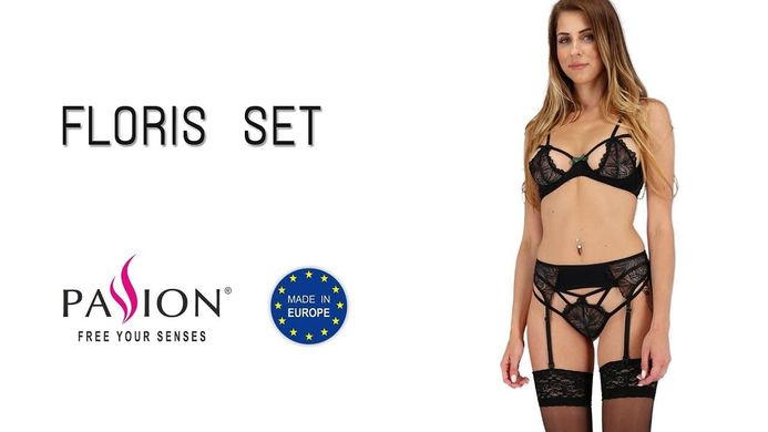Комплект сексуального белья Passion Exclusive FLORIS SET black L/XL картинка