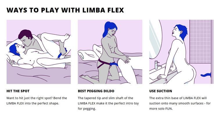 Фаллоимитатор для точки G на присоске Fun Factory LIMBA FLEX Electric Blue, размер S (диаметр 3 см) картинка