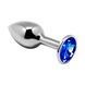 Металлическая анальная пробка с кристаллом Alive Mini Metal Butt Plug Blue, размер L картинка