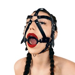 Кляп-маска кожаная с силиконовым кольцом Art of Sex Tamer картинка