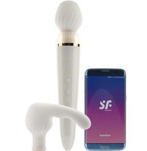Смарт вібромасажер із змінною головкою Satisfyer Double Wand-er (діаметр 2,5 см) зображення