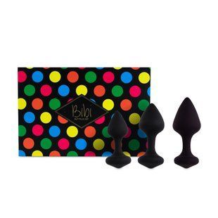 Набір силіконових анальних пробок FeelzToys Bibi Butt Plug Set 3 pcs Black (діаметр 3 - 3,5 - 4 см) зображення