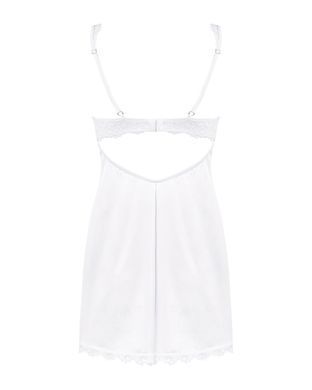 Еротична сорочка Obsessive Amor Blanco underwire chemise & thong white, розмір S/M зображення