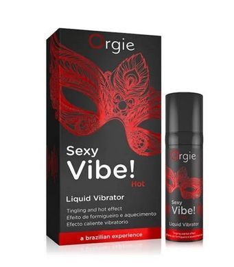 Рідкий вібратор їстівний Orgie Sexy Vibe! Hot, вібрація 8/10, зі смаком полуниці (15 мл) зображення