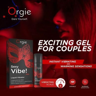 Рідкий вібратор їстівний Orgie Sexy Vibe! Hot, вібрація 8/10, зі смаком полуниці (15 мл) зображення