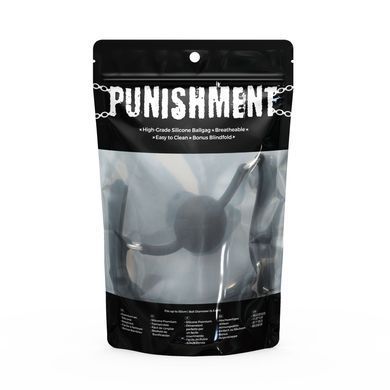 Кляп силиконовый с отверстиями + повязка на глаза Punishment Silicone Ball Gag Black картинка