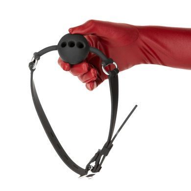 Кляп силиконовый с отверстиями + повязка на глаза Punishment Silicone Ball Gag Black картинка