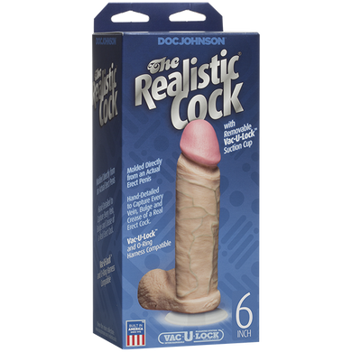 Реалістичний фалоімітатор Doc Johnson The Realistic Cock 6 inch White - PVC (діаметр 4,3 см) зображення