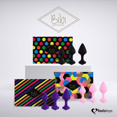 Набір силіконових анальних пробок FeelzToys Bibi Butt Plug Set 3 pcs Black (діаметр 3 - 3,5 - 4 см) зображення