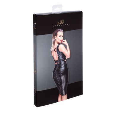 Юбка-карандаш на молнии со шнуровкой Noir Handmade F152 Powerwetlook pencil skirt, размер S картинка