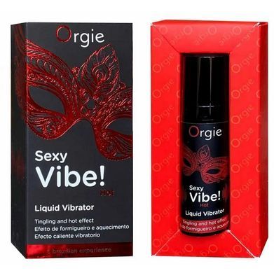 Рідкий вібратор їстівний Orgie Sexy Vibe! Hot, вібрація 8/10, зі смаком полуниці (15 мл) зображення