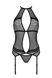 Прозрачный корсет с пажами и кружевом + стринги Passion SATARA CORSET black, размер L/XL картинка 3