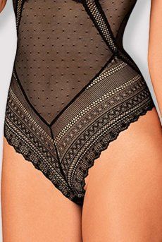 Полупрозрачное боди Obsessive Estiqua teddy, размер M/L картинка